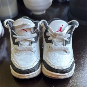Jordan Kids White and Black Sneakers with Red Accents